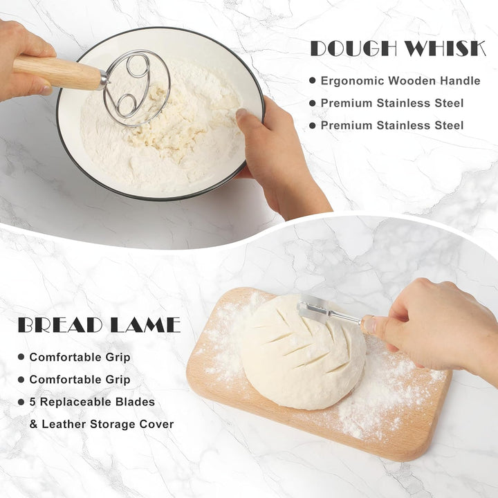 10 Stück Gärkorb Brot Set, 23 cm Gärkorb Rund,Gärkörbchen zum Brotbacken,Handgeflochtener Fermentier