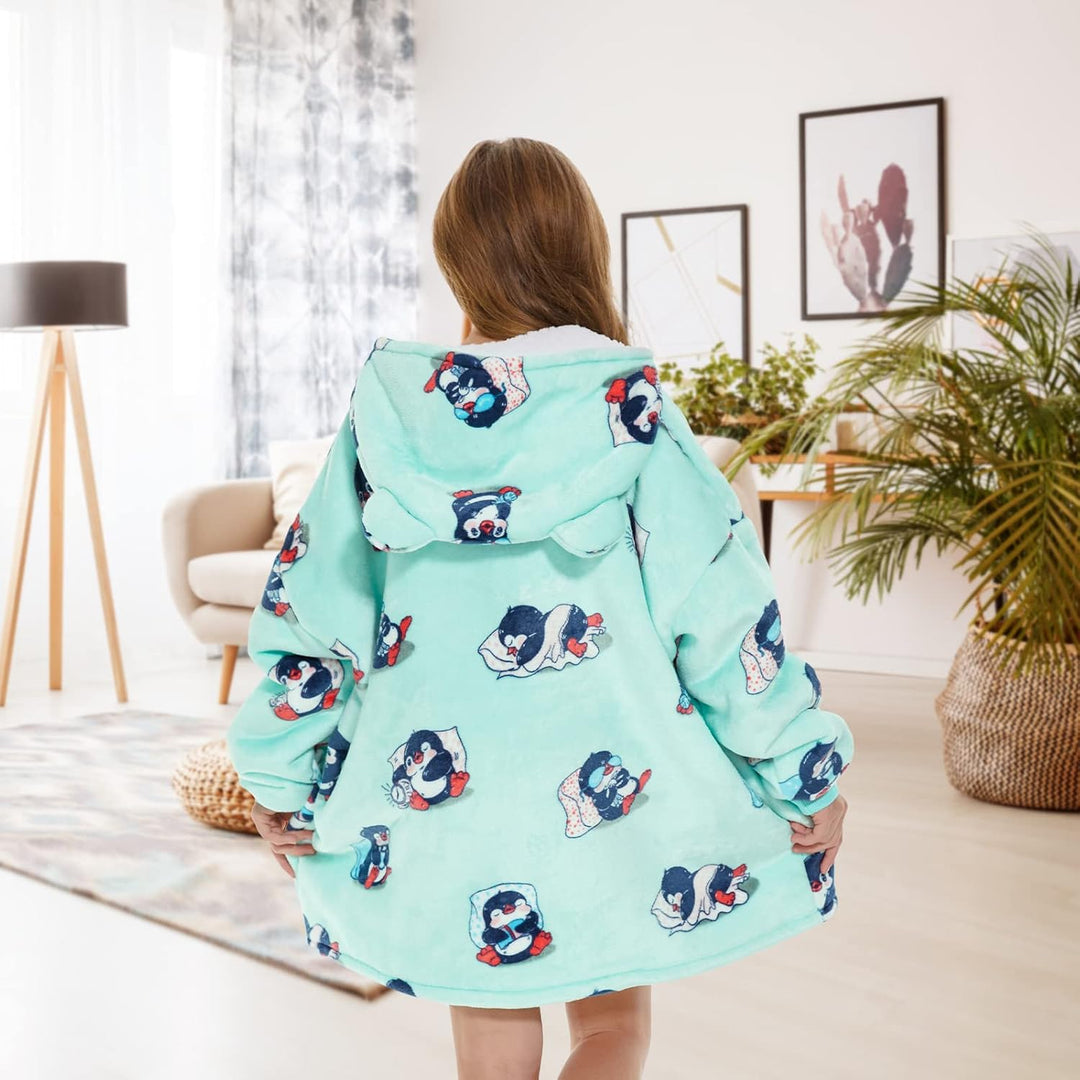 THREE POODLE Oversize Decken Pullover Kuschelpullover für Kinder, Warm und Weiches Futter, Übergross