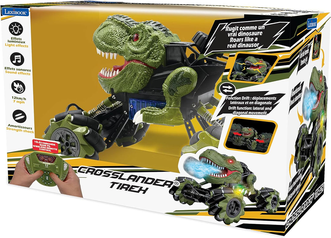 Lexibook Crosslander Tirex, Ferngesteuertes Dinosaurier-Auto, bis zu 12km/h, Drifts, verrückte Stunt