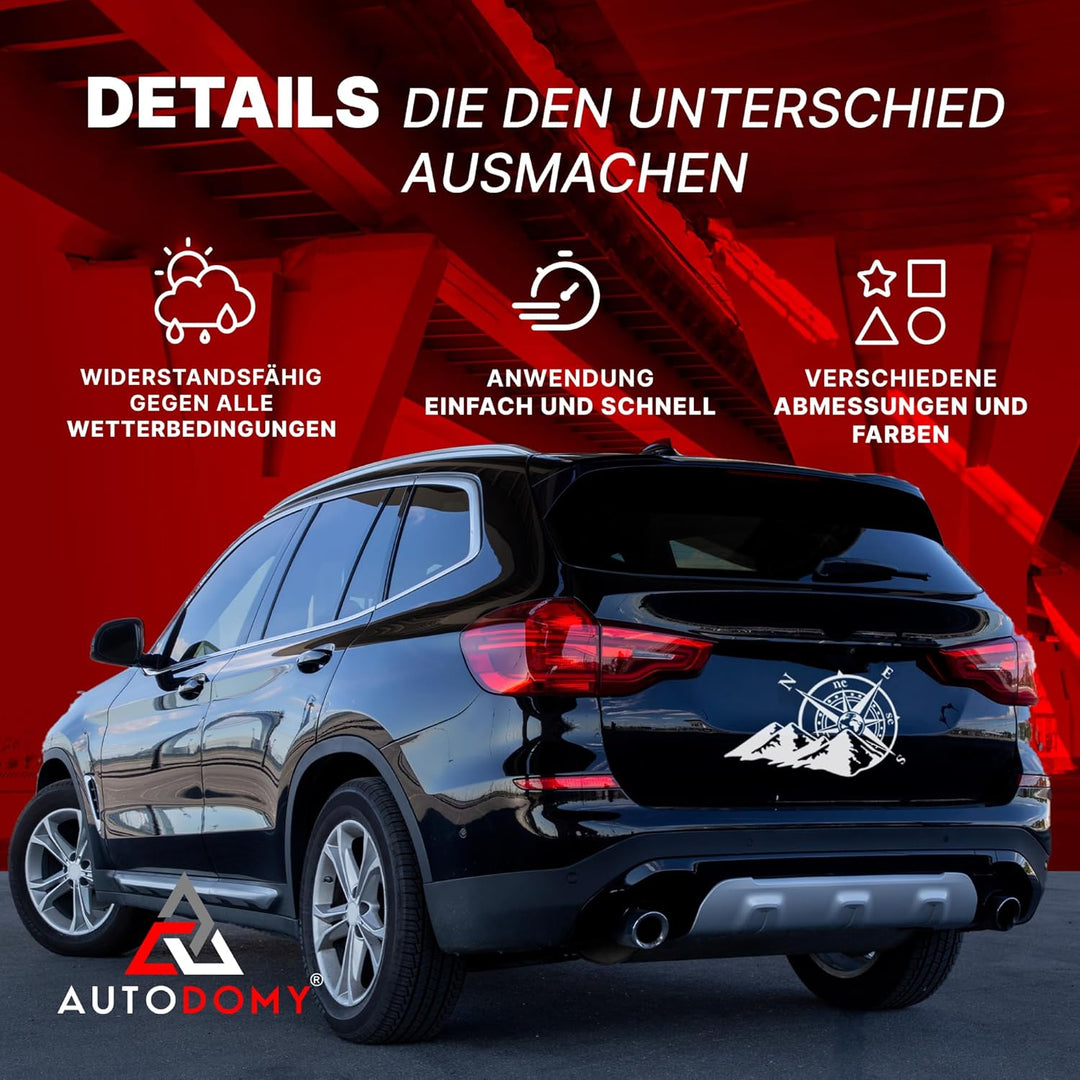 Autodomy Kompass Off Road Windrose Aufkleber Paket 2 Stück | Kompass Aufkleber Wohnmobil und Auto od