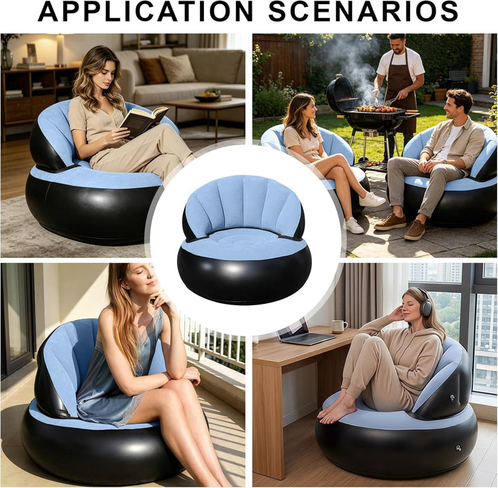 Aufblasbares Sofa Sessel mit Pumpe, Faltbarer Luftsessel für Innen & Aussen, Bequeme Aufblasbare Cou