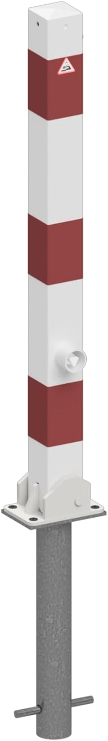 Absperrpfosten 70 x 70 mm umlegbar zum Einbetonieren mit Bodenhülse und Dreikantverschluss