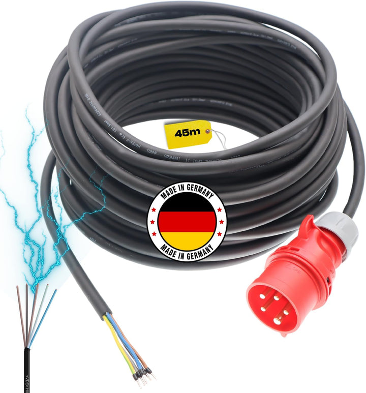 netbote24® CEE Maschinen Anschlussleitung 400V / 16A H07RN-F 5-polig (3P+N+PE) 5x1,5 mm² IP44 2,5-50