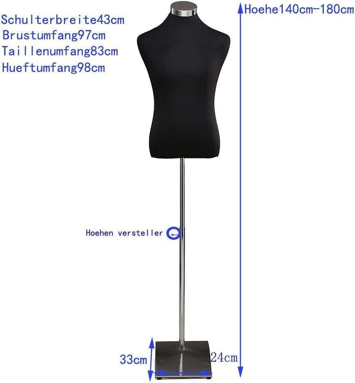 Loywe Schneiderpuppe Schaufensterpuppe Herrnbüste Schneiderbüste kleiderpuppe Büste Torso Gr.46/48