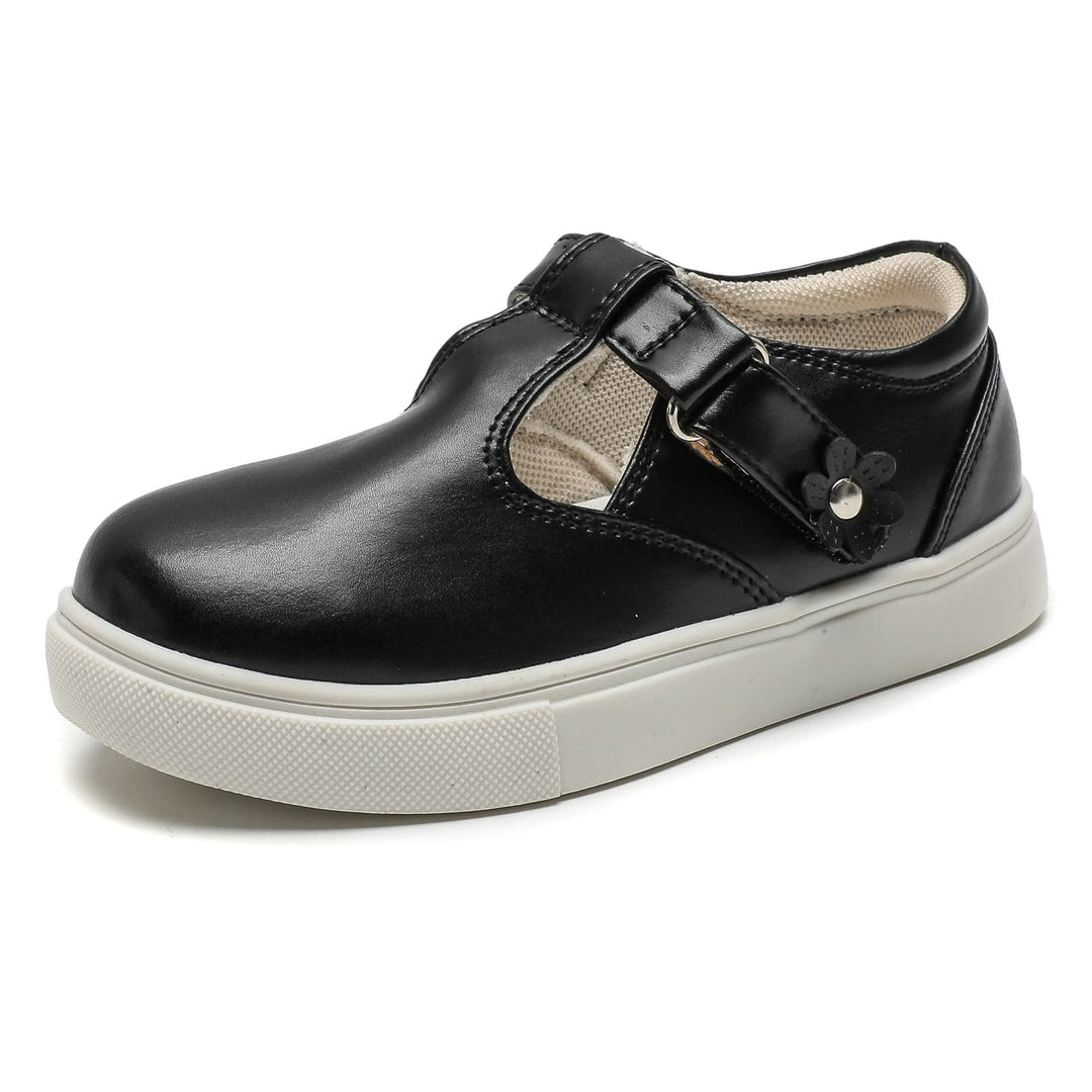 Mädchen T-Spangen Mary Jane Ballerinas Taufschuhe, Schwarz