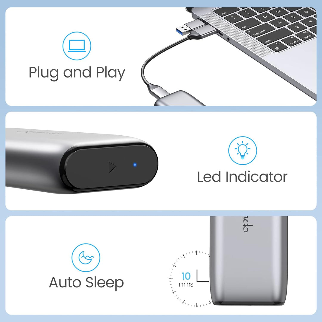 GiGimundo M.2 NVMe SSD Gehäuse 10Gbit/s, Werkzeuglos 3.2 Gen 2 M.2 Festplattengehäuse Aluminium für