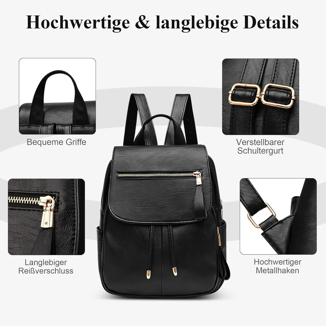 DEEVORCA Damen Mode Einfach Rucksack Lässig Arbeiten Dayback Schultertaschen Reisen Einkaufen PU Led