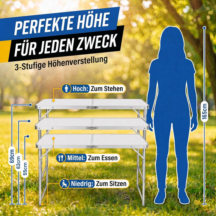 Klappbarer Multifunktionstisch Mehrzwecktisch Campingtisch Klapptisch Markttisch höhenverstellbarer