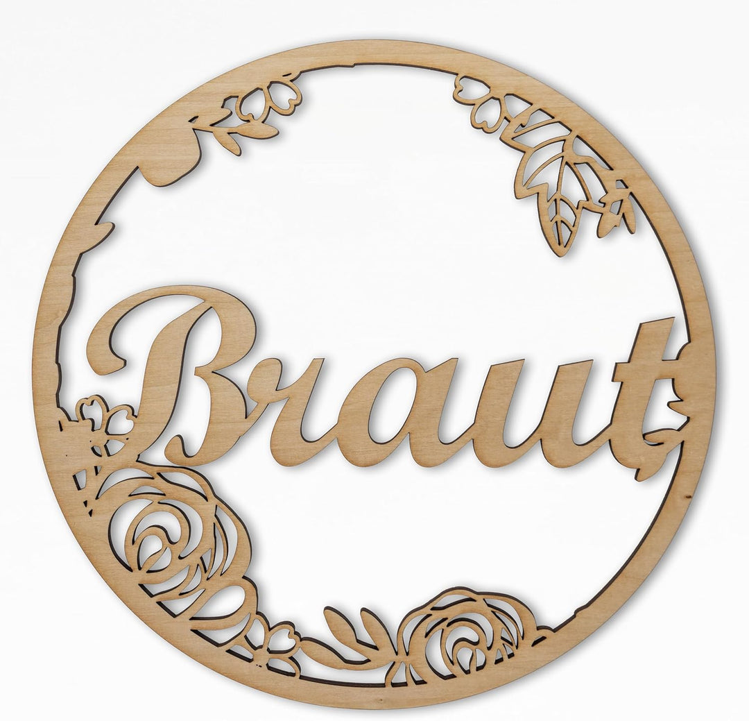 Stuhlschild Braut & Bräutigam Hochzeit Loop - Neumeister Holzshop (Muster 1) Natur