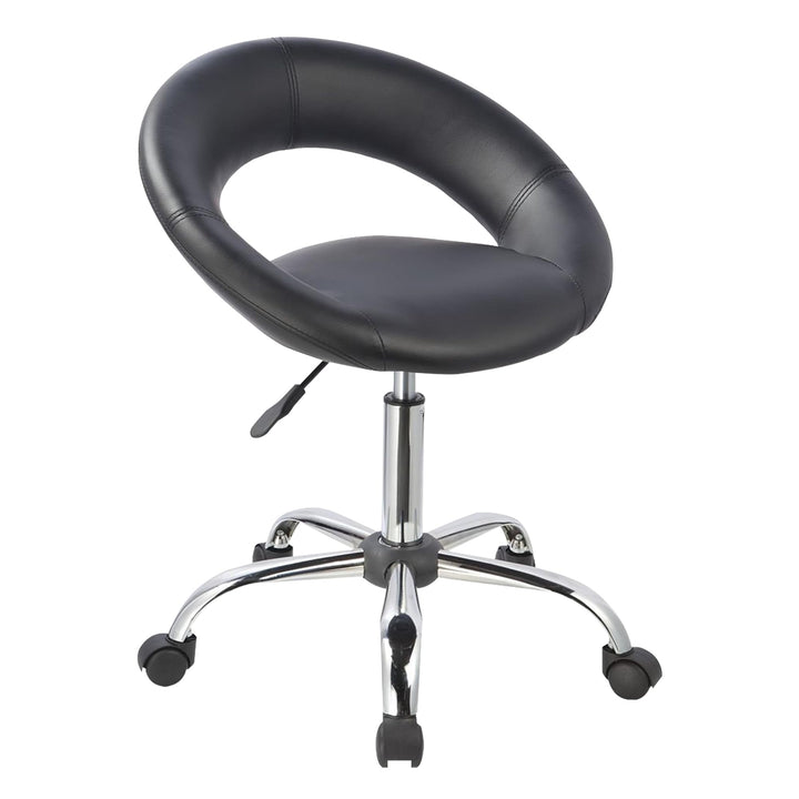 Duhome Drehstuhl mit Rollen, Rollhocker Kunstleder Drehhocker Schminktisch Hocker mit Lehne Arbeitsh