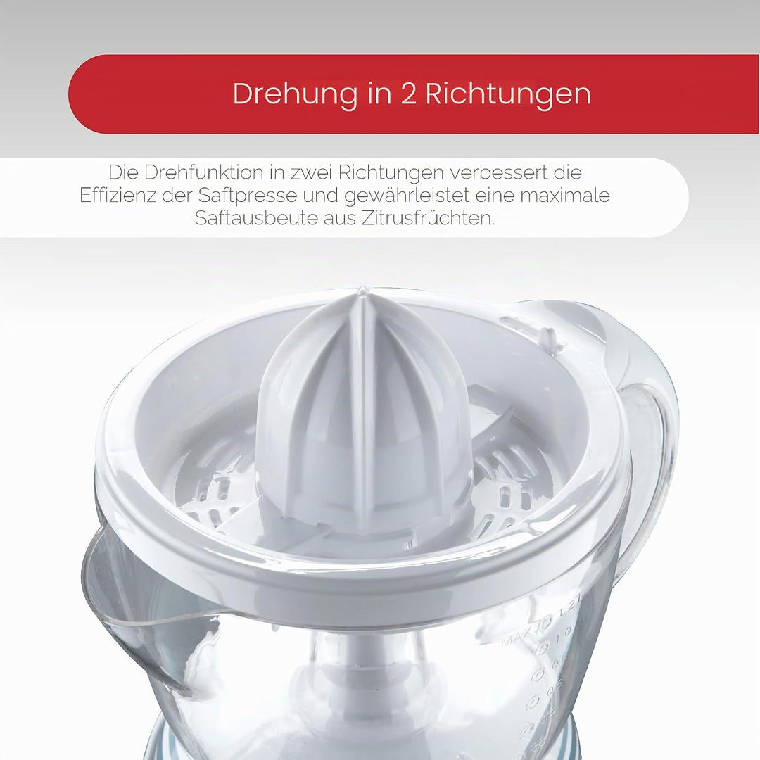 Bergner NOIA - Entsafter 40W 1.2L - Automatischer Motor - 2-Wege Drehung - Transparenter Behälter -
