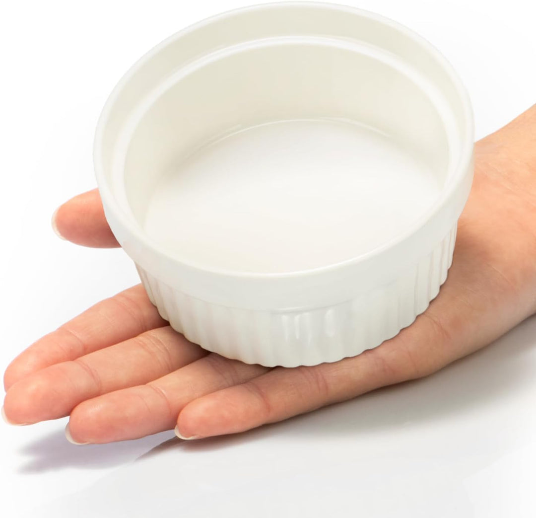 COM-FOUR® 12x Soufflé Förmchen - Creme Brulee Schälchen aus Keramik - Ofenfeste Förmchen - Dessertsc