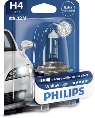 Philips WhiteVision Xenon-Effekt H4 Scheinwerferlampe 12342WHVB1, Einzelblister, Single blister Sing
