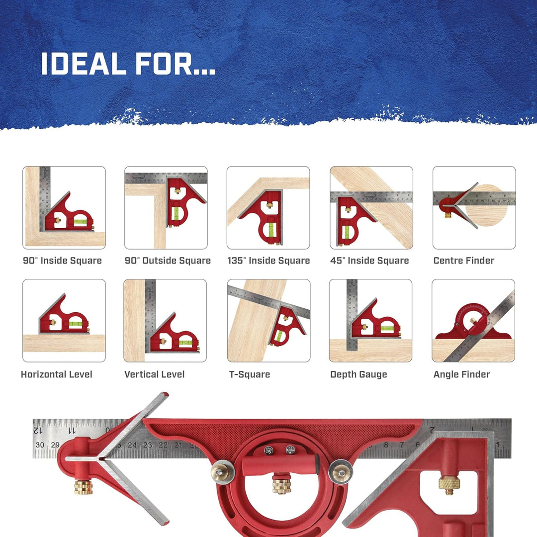 Faithfull - Kombination Square Set 300mm (12 Zoll) - FAICS300SET, Multi 1 Multi, 1 Multi