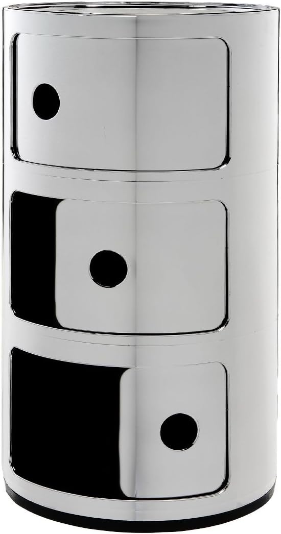 Kartell Componibili, 3 Elements, Verchromt, Runde Basis 3-fächer Verchromt, 3-fächer Verchromt