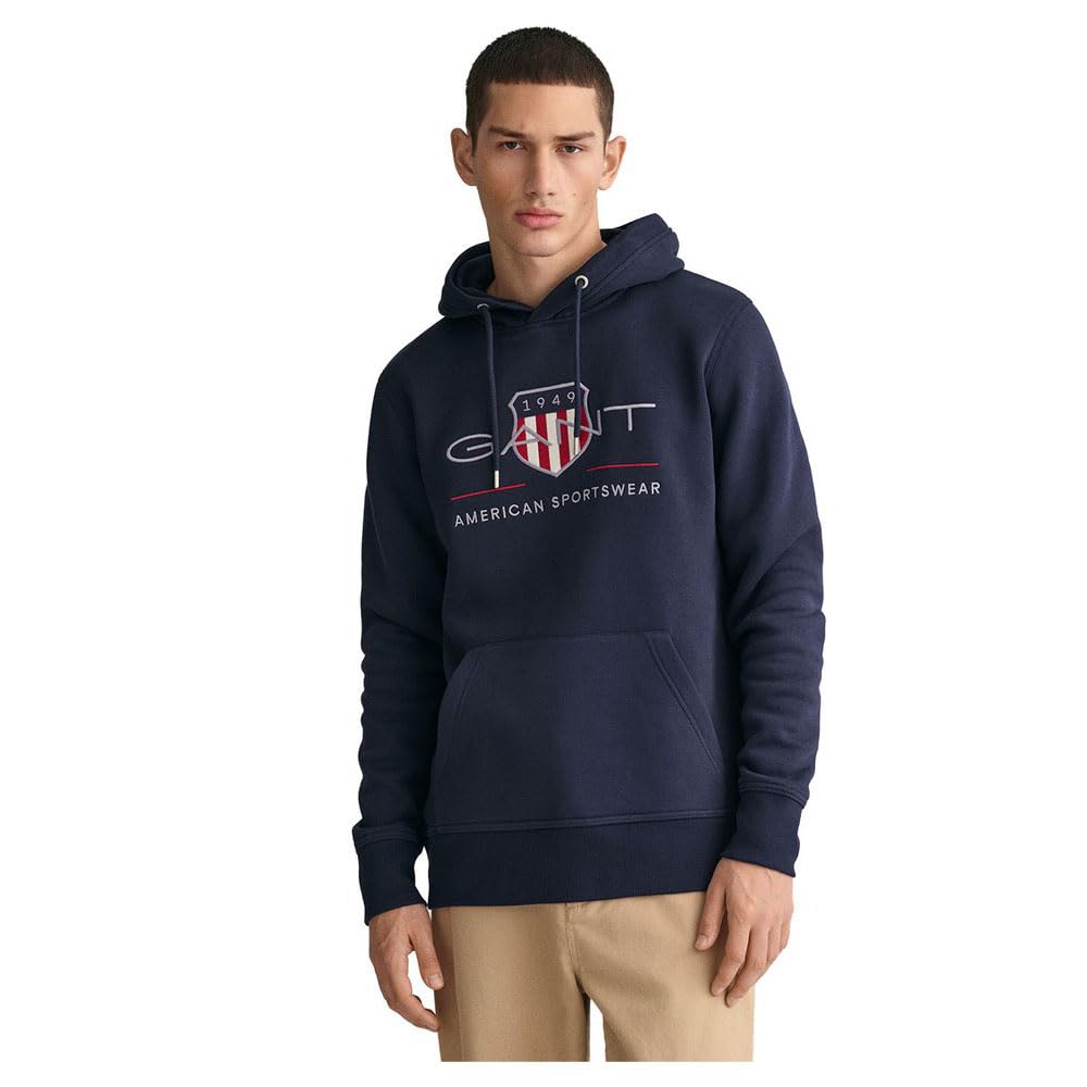 Gant Herren Reg Archive Shield Hoodie Kapuzenpullover (1er Pack) S Evening Blue, S Evening Blue