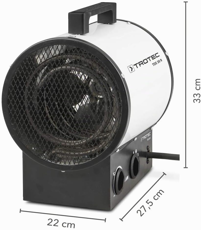 TROTEC Bauheizer TDS 30 R – Heizleistung 2,5 kW / 5 kW – Elektroheizer Luftmenge 580 m³/h – Heizlüft