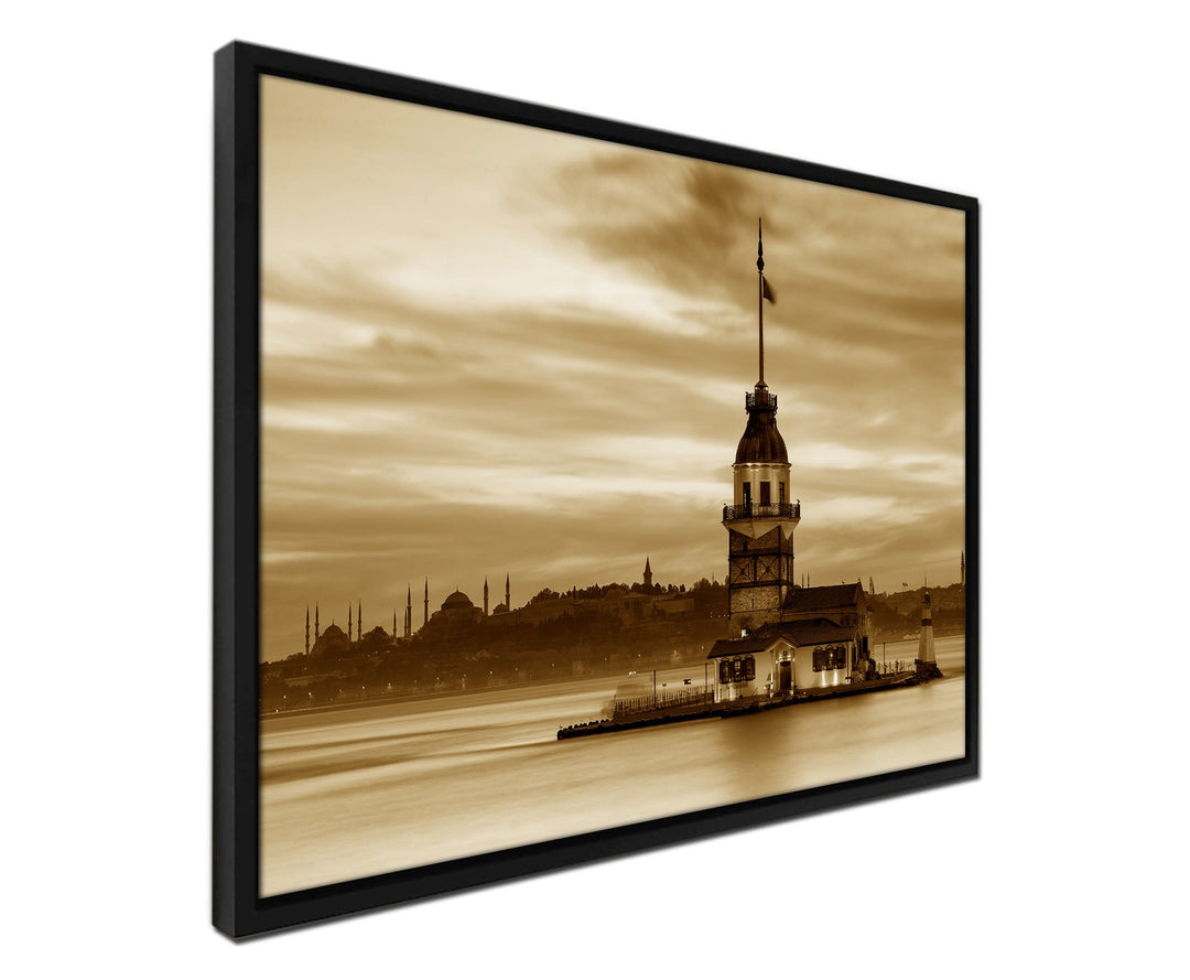 Paul Sinus Art 105x75cm Wandbild – Farbe Sepia - auf Leinwand inkusive Schattenfugenrahmen schwarz -