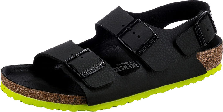 Birkenstock Jungen Milano Kids Desert Soil Black Lime, Birko Flor Sandal 30 EU Schwarz, 30 EU Schwar