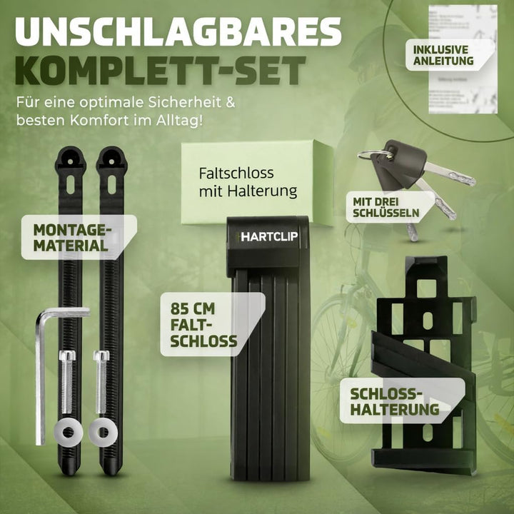 Fahrradschloss Faltschloss Testsieger 85 cm mit Halterung– robuste Bauweise, Fahrradschloss hohe Sic