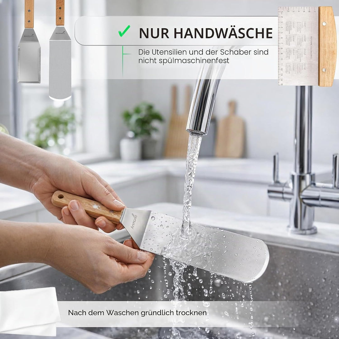 Professionelles Grillspachtel Set – Edelstahl Metallspachtel und Grillschaber – Schwerer Spachtel Gr