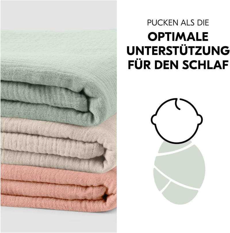 Hauck 4-in-1 Musselin Tuch für Babys Cuddle N Clean, 100% Baumwolle, 80 x 80 cm, 3er Set (Sage/Beige