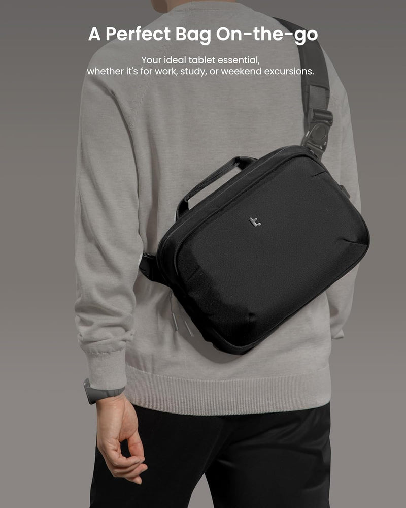 tomtoc Urban Sling Bag Umhängetasche für 9-11 Zoll Tablet/iPad Pro mit Zubehör, reichlich Stauraum,