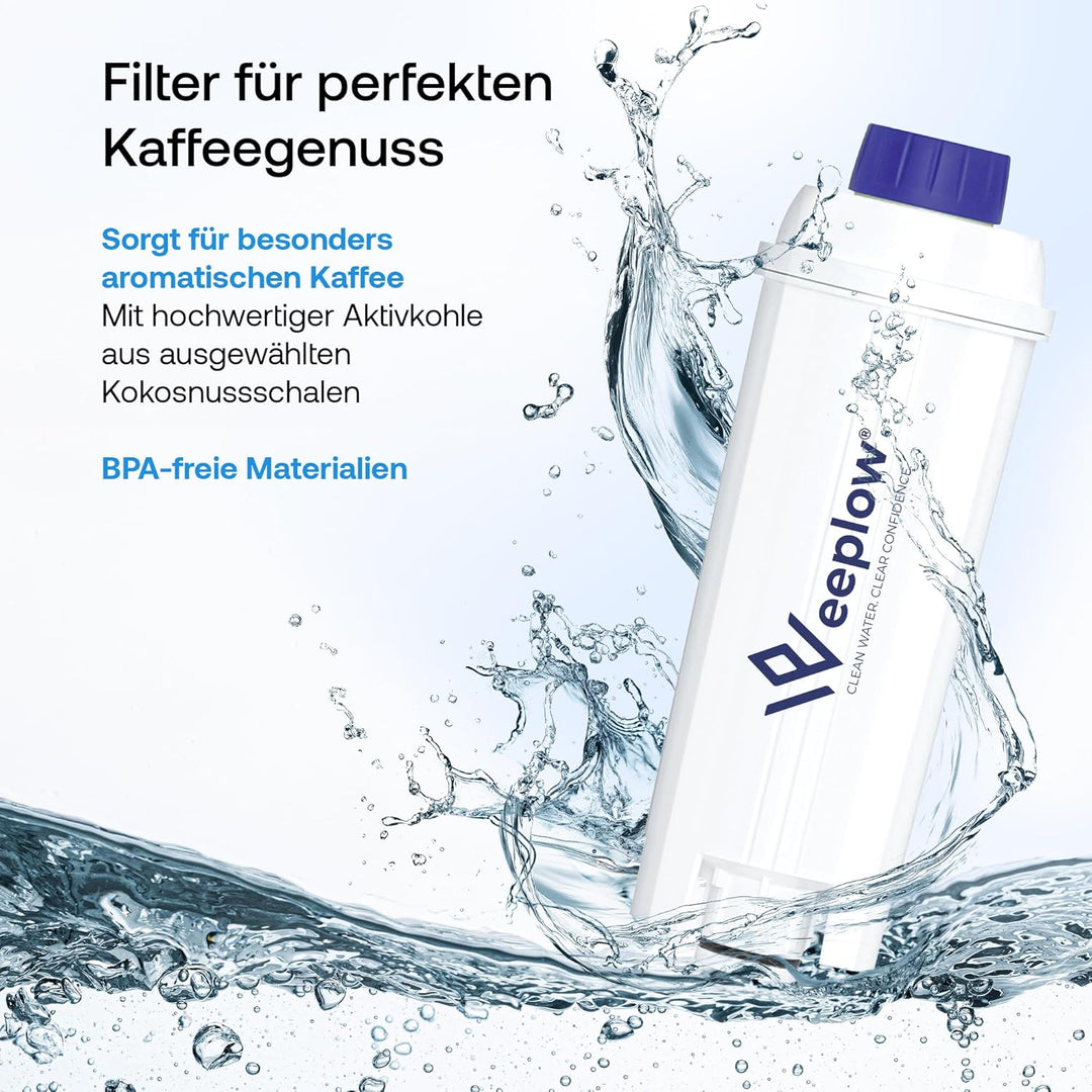 Weeplow® - 4 Wasserfilter Kompatibel mit Delonghi Magnifica, Dinamica, Autentica, PrimaDonna, DLSC00