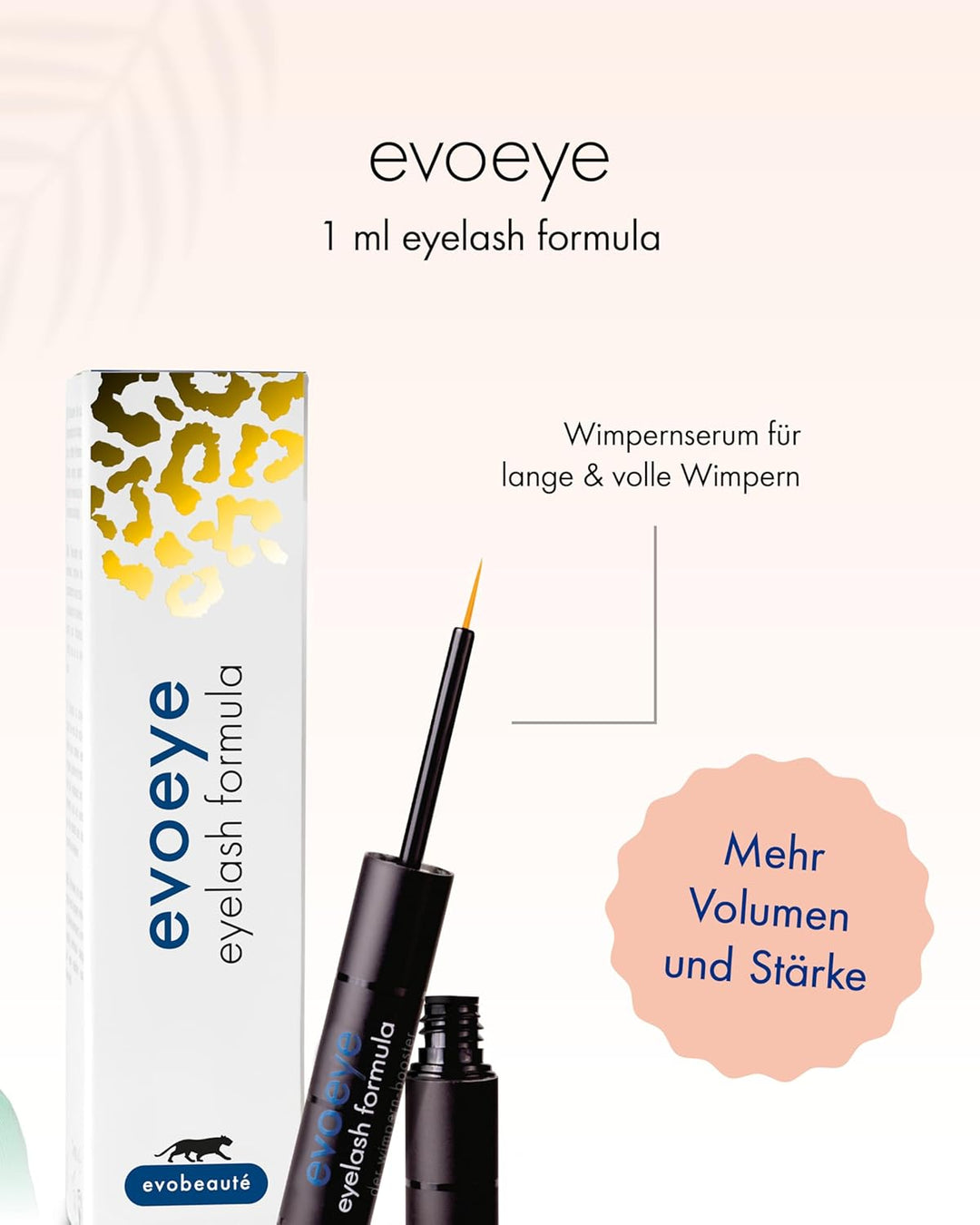 evoeye Eyelash Formula 1 ml - Hochwirksames Wimpernserum für lange & volle Wimpern in 6-8 Wochen, fe