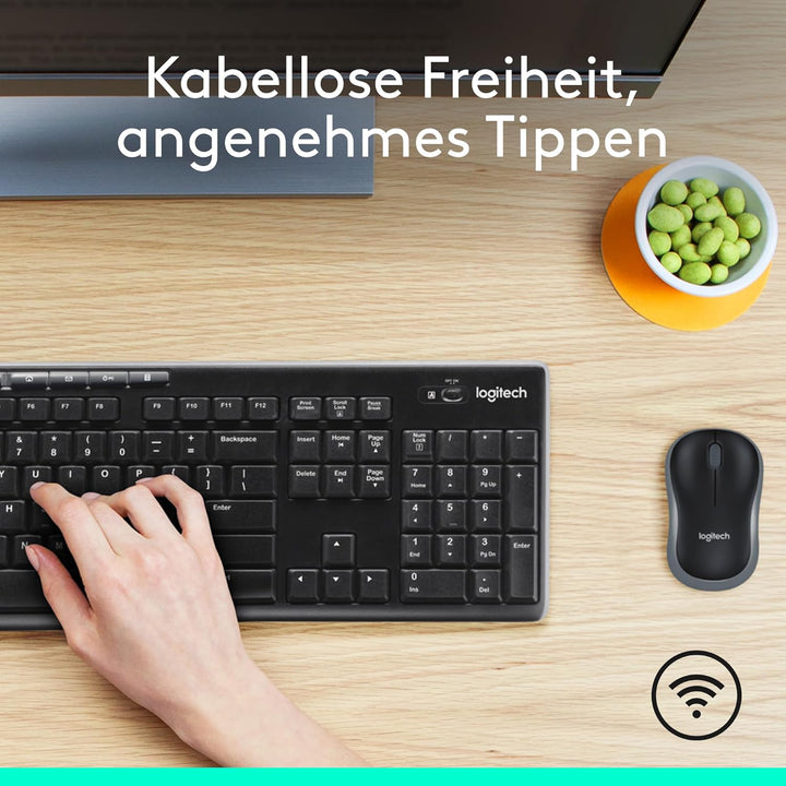 Logitech MK270 Kabelloses Set mit Tastatur und Maus für Windows, 2,4 GHz kabellos, Kompakte Maus, 8
