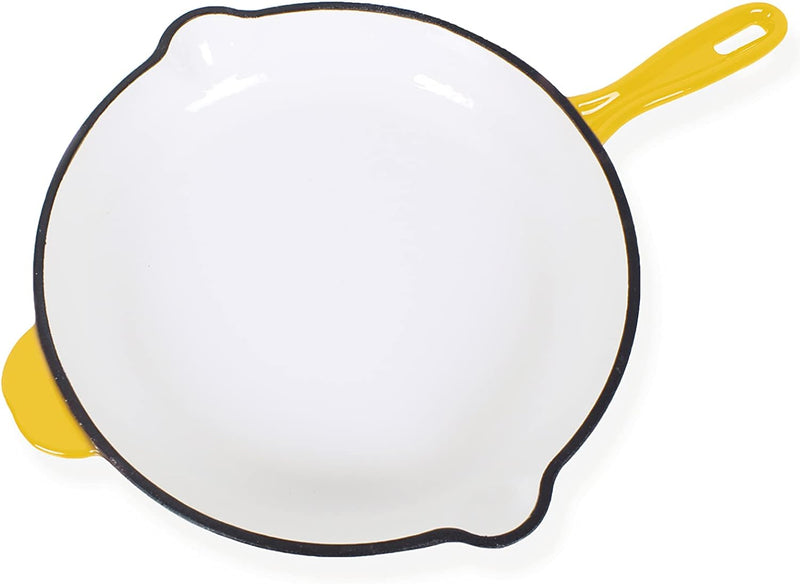 ECHTWERK Bratpfanne aus Gusseisen mit Emaille-Beschichtung, Gusseisenpfanne, Ofenpfanne mit zwei Gri