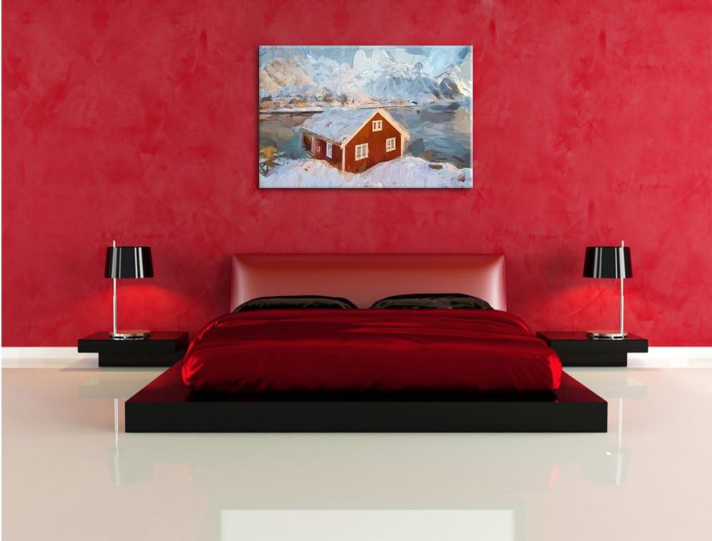 Pixxprint Fischerhaus als Leinwandbild/Grösse: 100x70 / Wandbild/Kunstdruck/fertig bespannt, 100x70