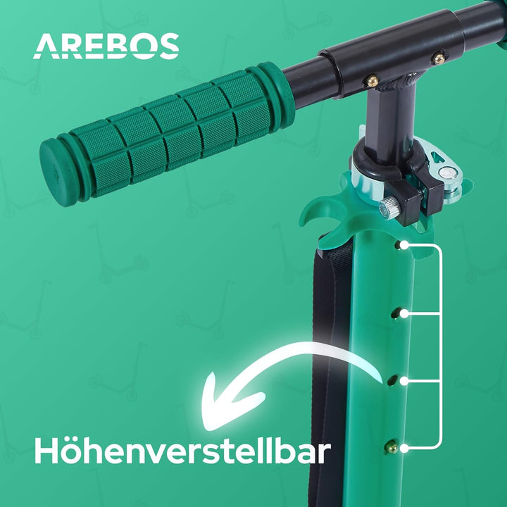 Arebos Cityroller Tretroller Scooter höhenverstellbar | klappbar | inkl. Traggurt | XXL Räder | Trit