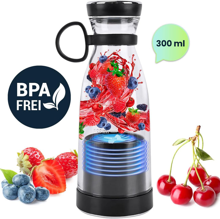 ideoon Mobiler Smoothie Maker 300ml, Akku: Elektrisch, trendig, kompakt & leistungsstark – Ihr porta