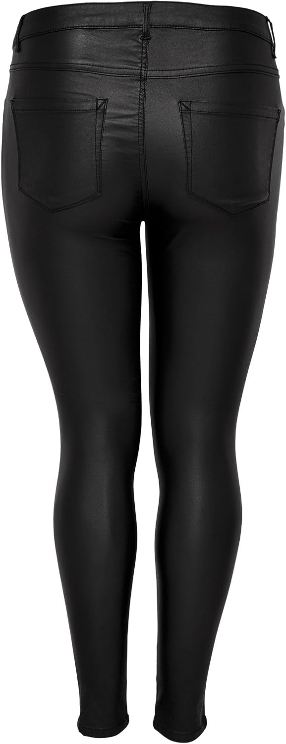 ONLY Damen Skinny Jeans Carpunk Reg Sk Coated Pants Noos 44W / 32L Schwarz (Black Black), 44W / 32L