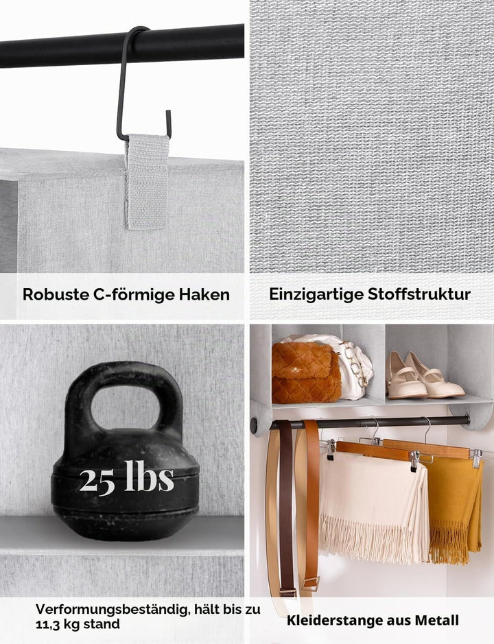 StorageWorks Hängeregal Kleiderschrank mit Metallstange, Hängeorganizer für Kleiderschrank, platzspa