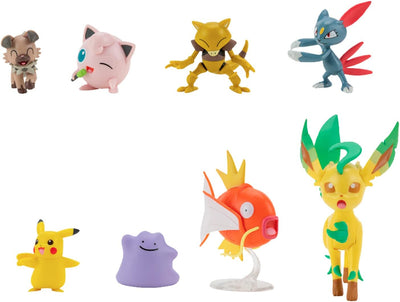 BANDAI - Pokémon – 8 Figuren Battle – Pikachu, Rondoudou (Jigglypuff), Rocabot (Rockruff), Abra, Far