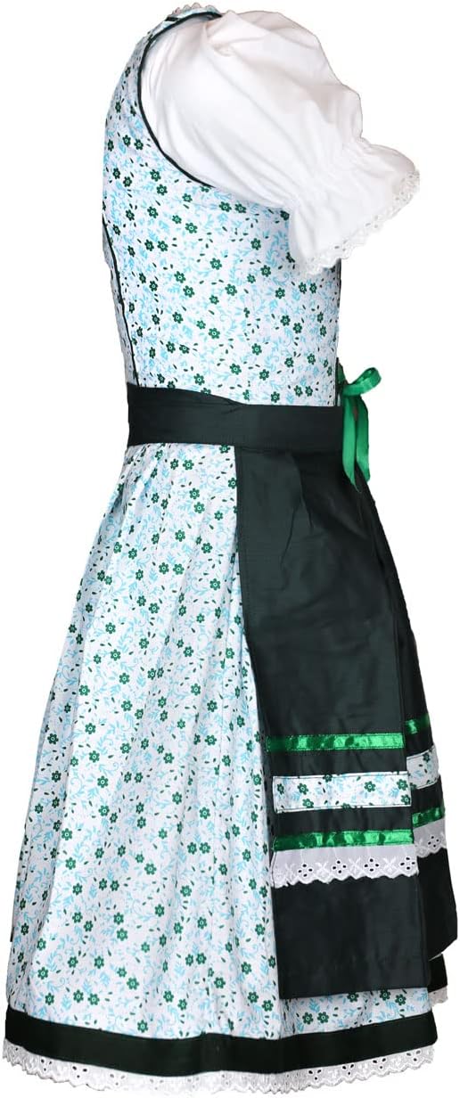 MS-Trachten Kinder Dirndl Trachtenkleid Mädchendirndl Mimi 3 teilig 140 Grün, 140 Grün