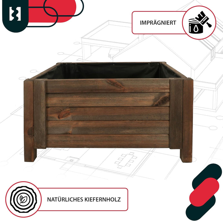 KOTARBAU® Blumenkasten - 60 x 60 x 30 cm - Pflanzkasten mit Vlies - Pflanzkübel gross aussen - Balko