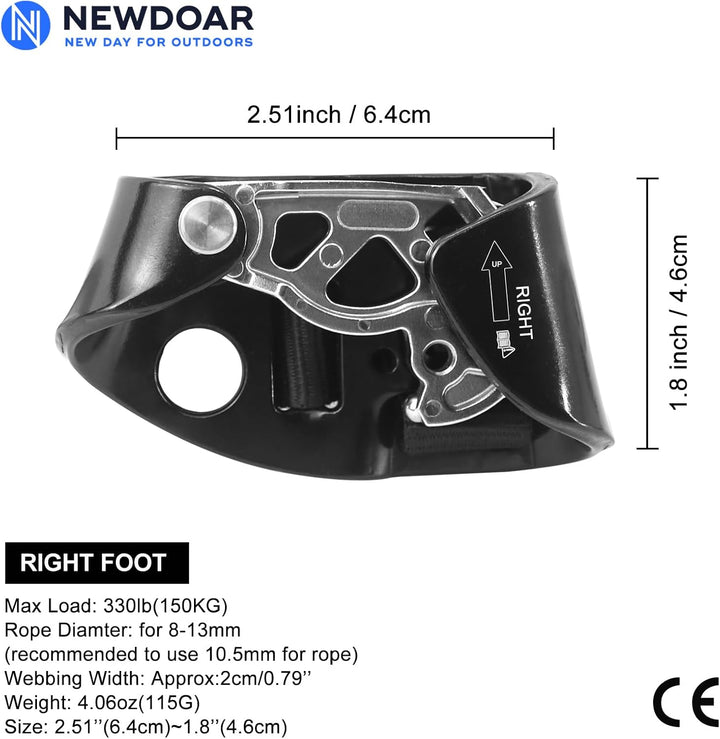 NewDoar Foot Ascender Riser Klettern Baum Baumpfleger Bergsteigen Abseilen Quick Step Ausrüstung Kle