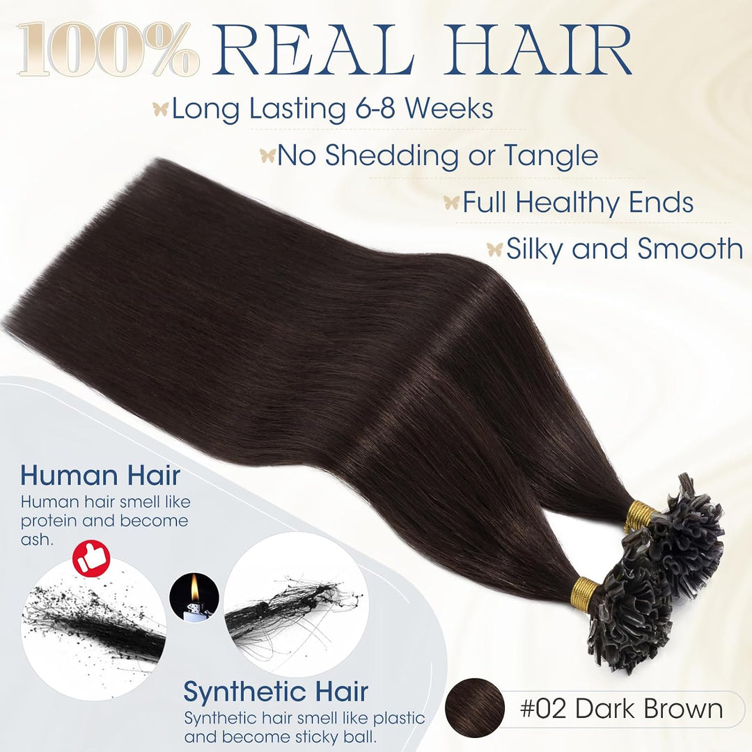 Elailite 100 Stück Extensions Echthaar Bondings 60cm 50g Haarverlängerung U-tips Keratin 0.5g/pcs 