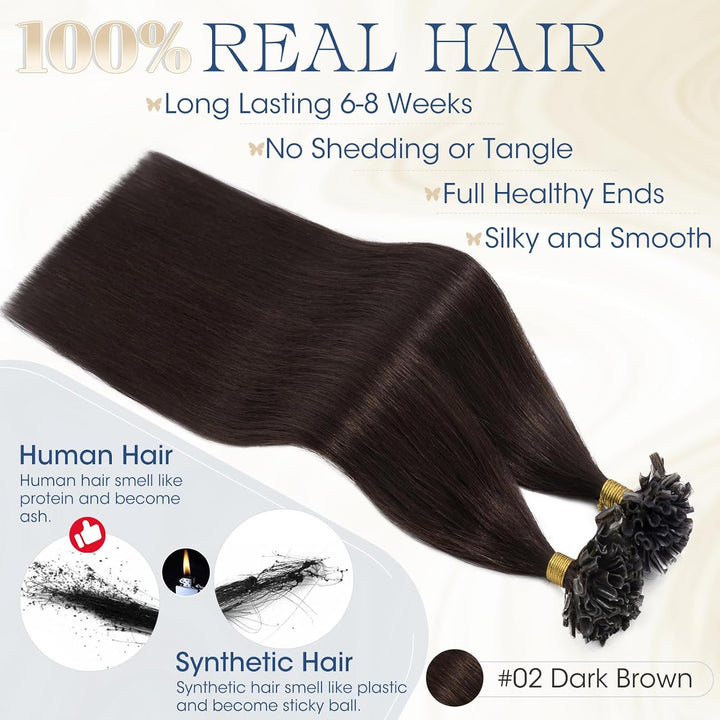 Elailite 100 Stück Extensions Echthaar Bondings 60cm 50g Haarverlängerung U-tips Keratin 0.5g/pcs 