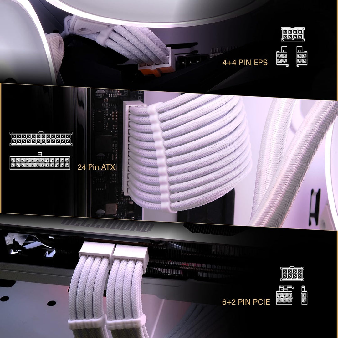 EZDIY-FAB PSU Verlängerungskabel Ummanteltes Custom Mod PC Stromversorgungskabel,Weiches Nylongeflec