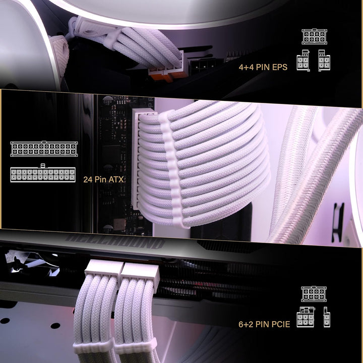 EZDIY-FAB PSU Verlängerungskabel Ummanteltes Custom Mod PC Stromversorgungskabel,Weiches Nylongeflec