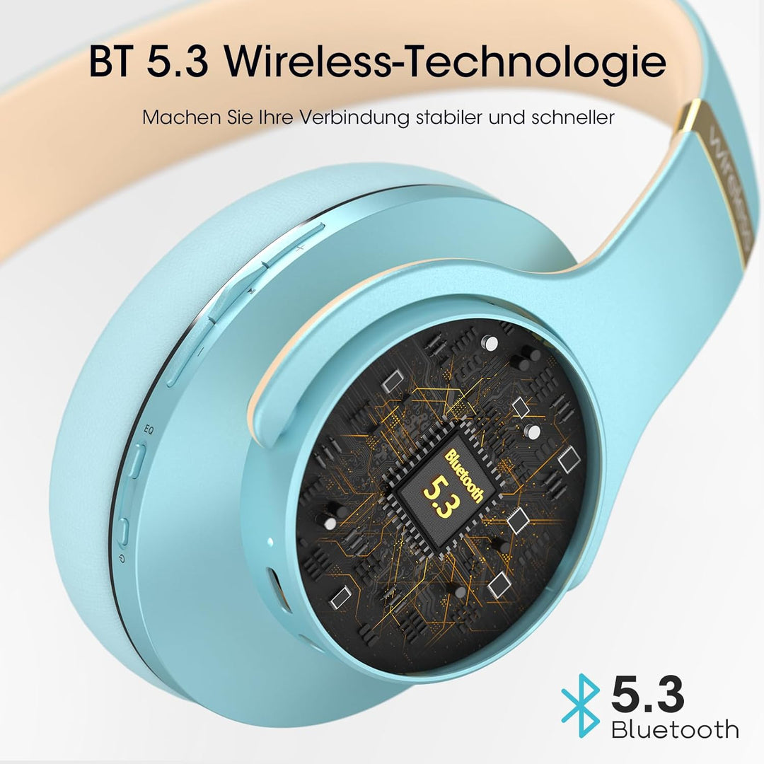 DOQAUS Bluetooth Kopfhörer Over Ear, Bis zu 90 Std Kopfhörer Kabellos mit 3 EQ-Modi, HiFi Stereo Fal