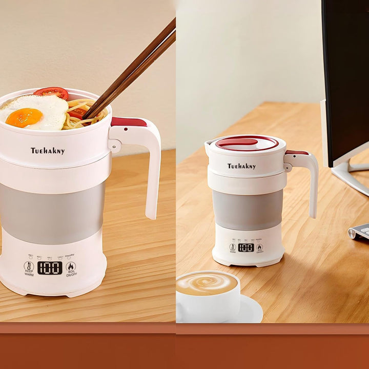 0.7L Faltbarer Elektrischer Wasserkocher, Tragbarer Camping Wasserkocher mit Temperaturregelung, Fal