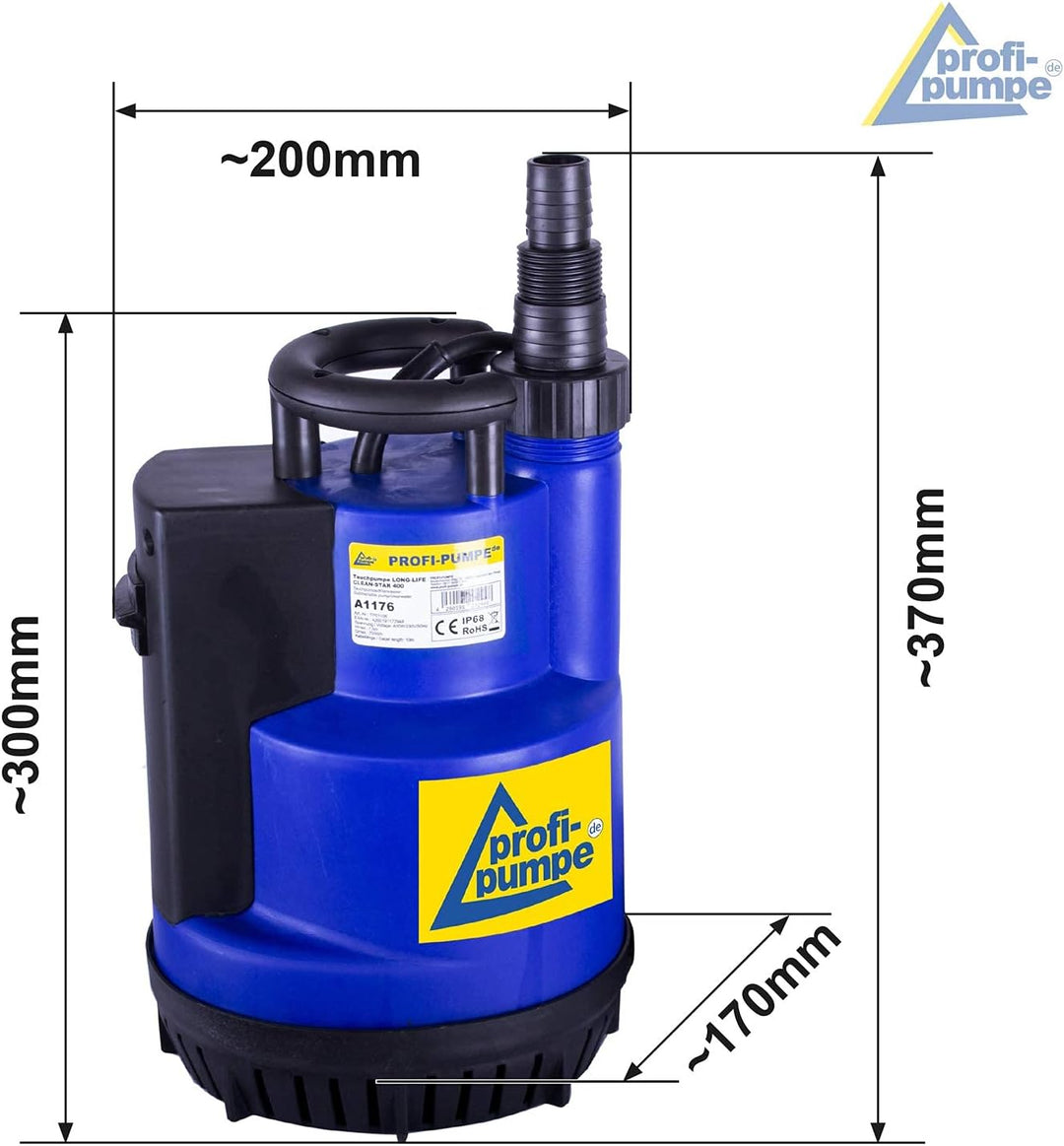 TAUCHPUMPE ZISTERNENPUMPE GARTENPUMPE KELLERPUMPE LONG-LIFE CLEAN-STAR 400 FLACHSAUGEND SCHACHTPUMPE