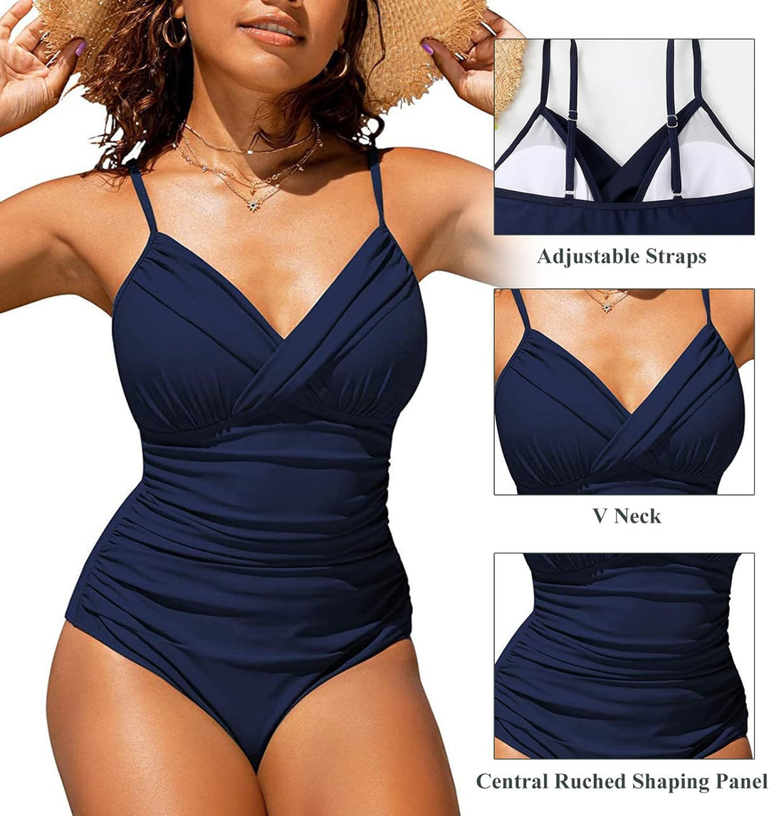 Badeanzug Damen Sexy V Ausschnitt Schwimmanzug Bauchweg Bademode Push Up Swimming Suits Women Badean