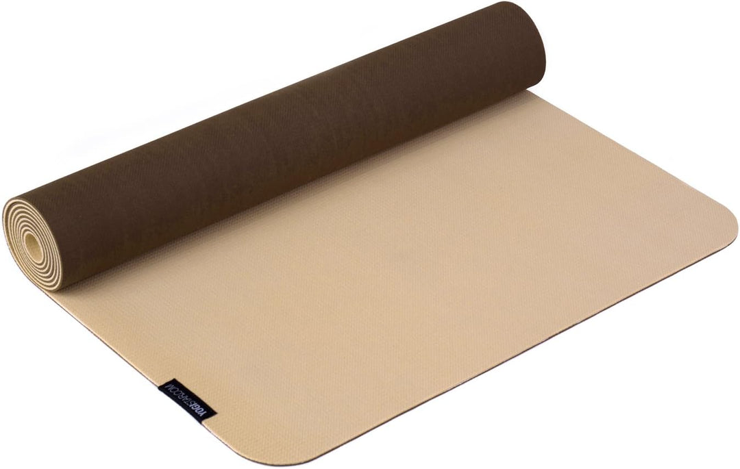 Yogistar Yogamatte Eco Deluxe - sehr rutschfest - 4 Farben Mocca/Creme