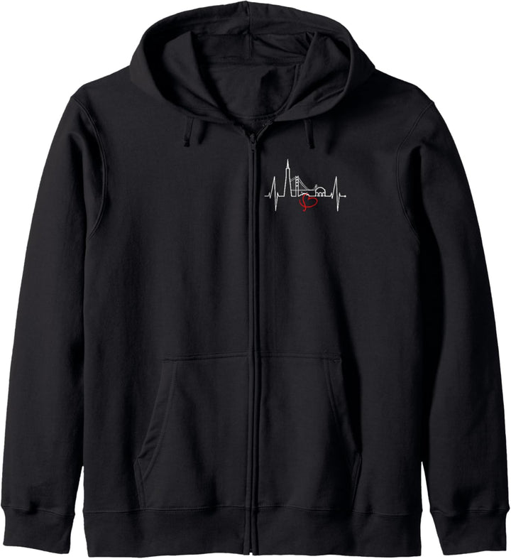 San Francisco Skyline Herzschlag Kalifornien San Francisco Kapuzenjacke